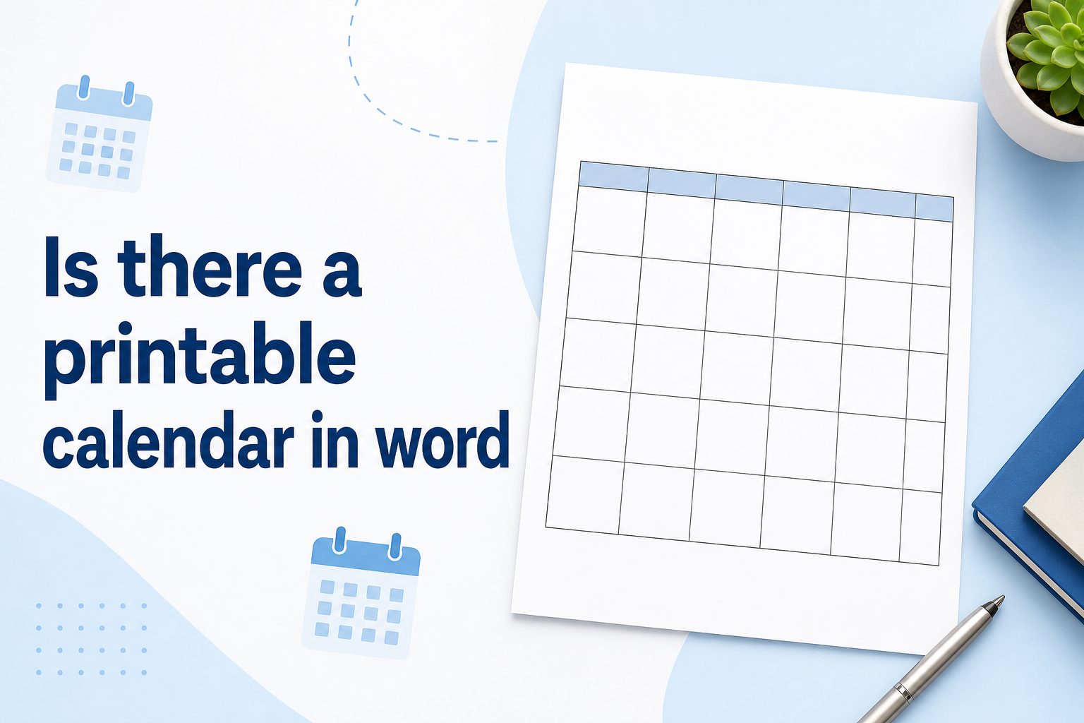 Printable calendar in Microsoft Word interface